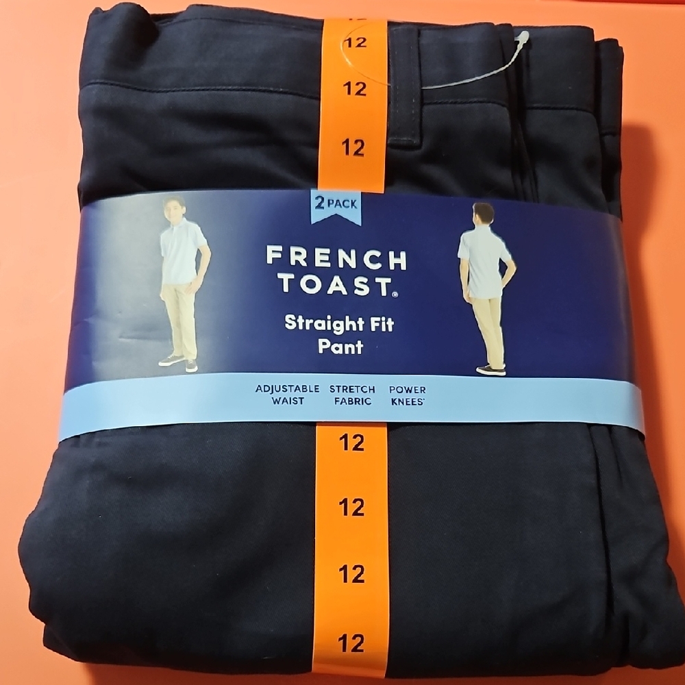 FRENCH TOAST BOYS BLUE UNIFORM PANT 2 PK: STRAIGHT FIT: NEW WITH TAGS: SIZE 12